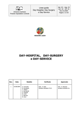 DAY-HOSPITAL, DAY-SURGERY e DAY-SERVICE