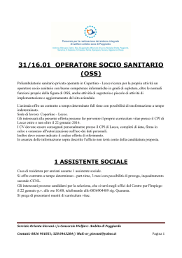 31/16.01 OPERATORE SOCIO SANITARIO (OSS)