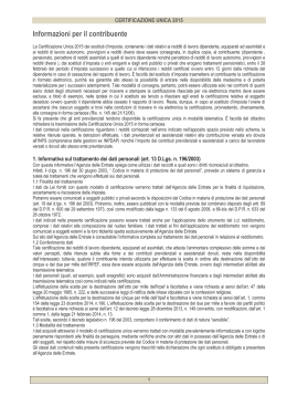 Certificazione Unica 2015 - Informazioni per il Contribuente