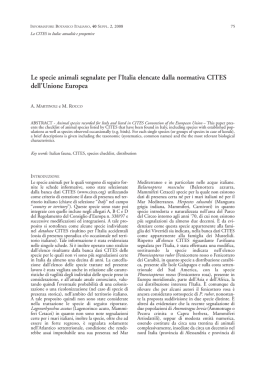 Le specie animali segnalate in Italia centrale
