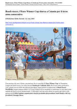 Beach soccer, l`Euro Winner Cup sbarca a Catania