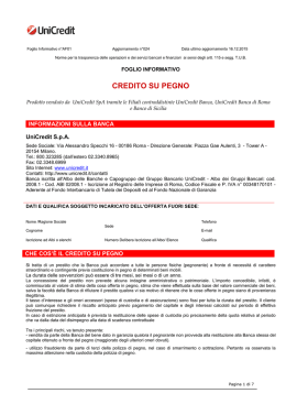 CREDITO SU PEGNO - Trasparenza