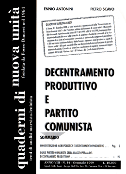 Decentramento produttivo e Partito comunista