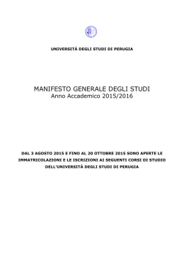 manifesto generale degli studi - Universit&agrave; degli Studi di Perugia