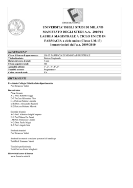 UNIVERSITA` DEGLI STUDI DI MILANO MANIFESTO