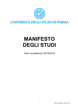 MANIFESTO DEGLI STUDI - Universit&agrave; degli Studi di Parma