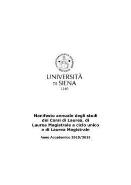 Manifesto degli studi 2015-2016 - Universit&agrave; degli Studi di Siena