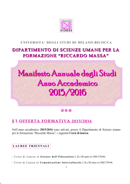 manifesto degli studi 2015-2016 - Dipartimento di Scienze Umane