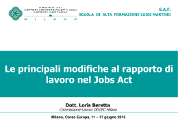 Novit&agrave; in materia di lavoro - Ordine dei Dottori Commercialisti e