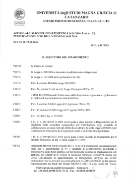 Universit&agrave; degli Studi "Magna Graecia" di Catanzaro