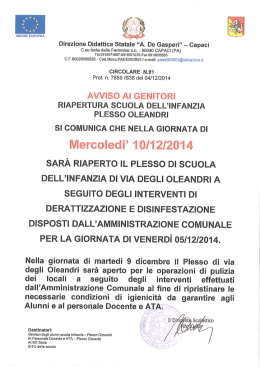 C_091_RIAPERTURA PLESSO INFANZIA OLEANDRI 10_12_2014