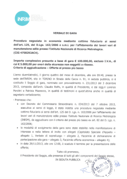 VERBALE DI GARA Procedura negoziata in economia