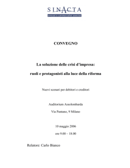 Nuovi scenari per debitori e creditori