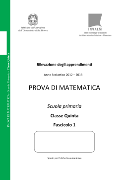 Fascicolo della prova di matematica V primaria