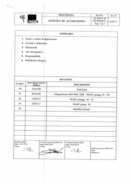 Attività di accoglienza e regolamento delle degenze