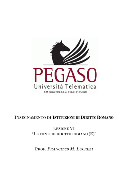 istituzioni di diritto romano - Università Telematica Pegaso