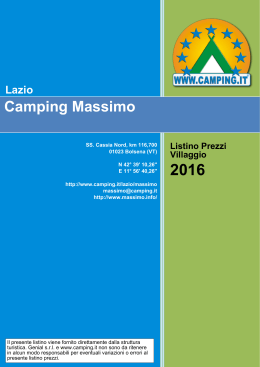 Listino Prezzi Camping Massimo