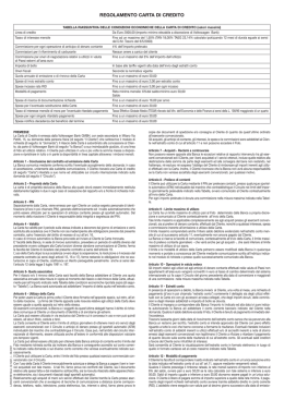 REGOLAMENTO CARTA DI CREDITO