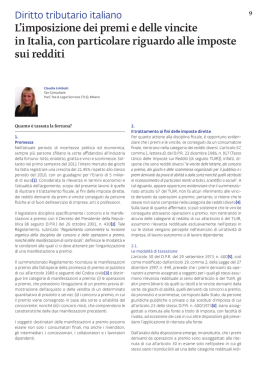 L`imposizione dei premi e delle vincite in Italia, con