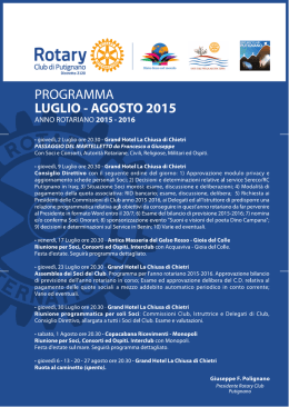 Luglio - Agosto 2015 - Rotary Club Putignano