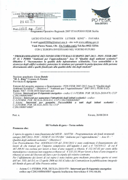 terzo verbale di gara - progetto FESR Asse II