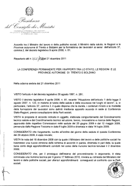 Accordo Stato Regione del 21 dicembre 2011