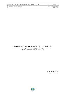 Manuale operativo febbre catarrale degli ovini