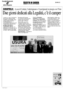 Due giorni dedicati alla Legalità, c`è il camper