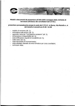 Modulie documenti da presentare all`atto della consegna