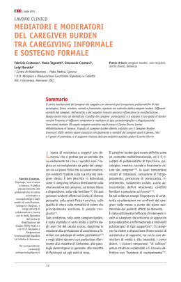 MEDIATORI E MODERATORI DEL CAREGIVER BURDEN TRA