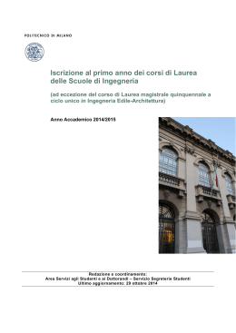 Iscrizione al primo anno dei corsi di Laurea delle Scuole di Ingegneria