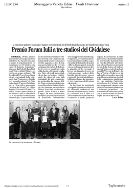 Premio Forum Iulii a tre studiosi del Cividalese