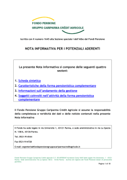 Nota Informativa 07 09 2015 - Fondo Pensione Gruppo Cariparma