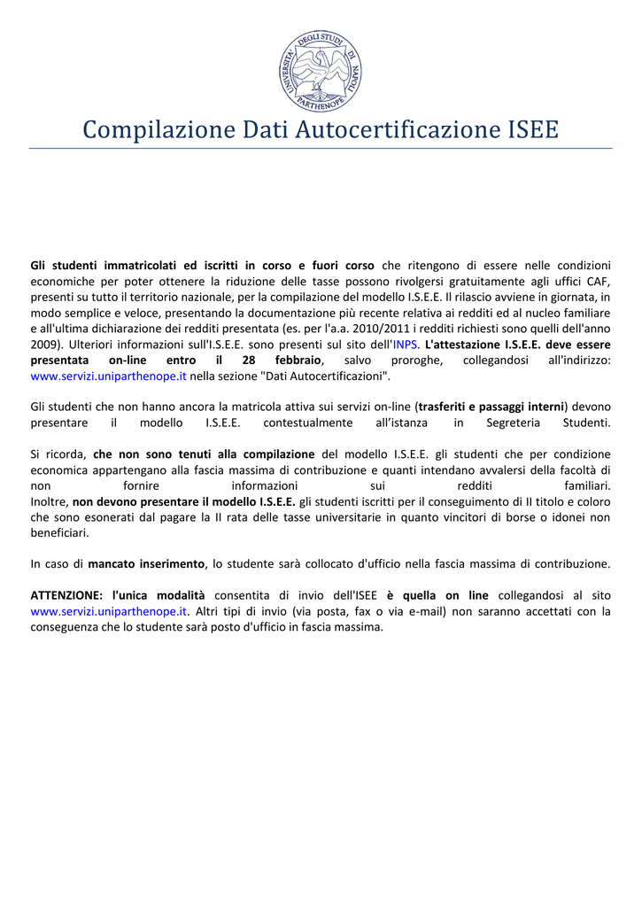 SCARICA ISEE COMPILATO