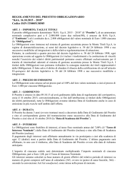 REGOLAMENTO DEL PRESTITO OBBLIGAZIONARIO “K4A. 16.10