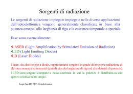 Sorgenti di radiazione ed amplificatori ottici