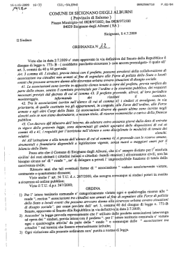 Un`interessante ordinanza a Sicignano Degli Alburni