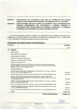 OGGETTO: Determinazione del corrispettivo a base gara per l
