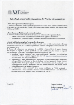 Scheda di sintesi sulla rilevazione del Nucleo di valutazione