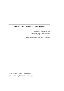 Teoria dei Codici e Crittografia