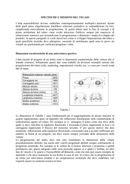 SPECIFICHE E MISSIONI DEL TELAIO I telai automobilistici devono