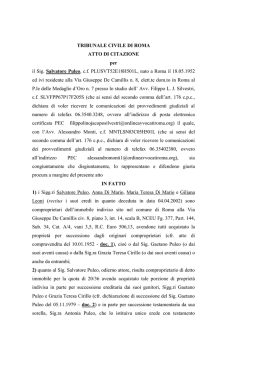 TRIBUNALE CIVILE DI ROMA ATTO DI CITAZIONE per il Sig