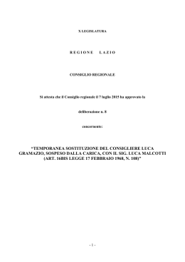 temporanea sostituzione del consigliere luca gramazio, sospeso