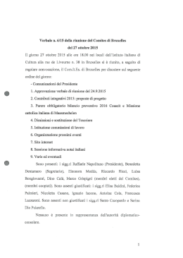 Verbale n. 6/15 della riunione del Comit&eacute;s di Bruxelles del 27
