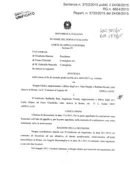 La Corte d`appello di Roma, con sentenza n. 3753 del 24 giugno 2015