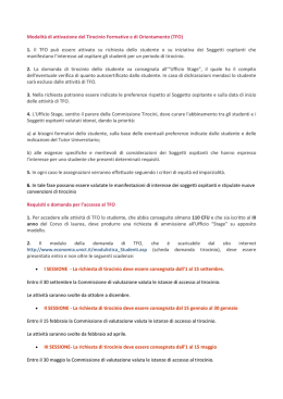 Modalit&agrave; di attivazione del Tirocinio Formativo e di