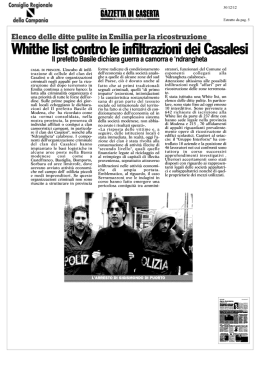 Whithe Iist contro le inﬁltraziuni dei Casalesi