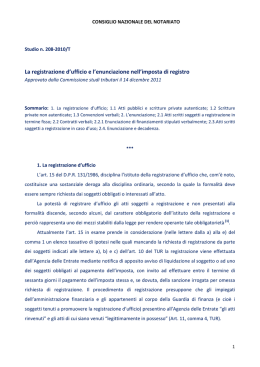 La registrazione d`ufficio e l`enunciazione nell`