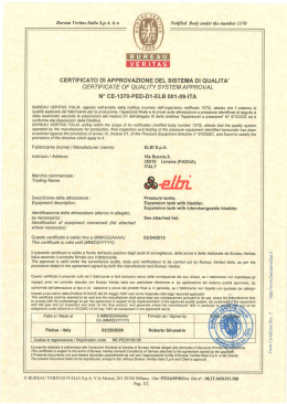 CERTIFICATO DI APPROVAZIONE DEL SISTEMA