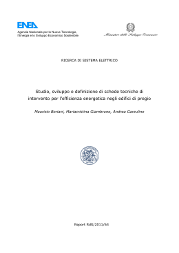 Studio, sviluppo e definizione di schede tecniche di